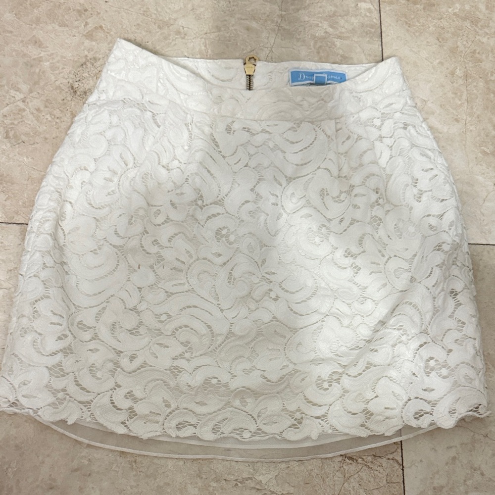 Draper James White Lace Mini Skirt